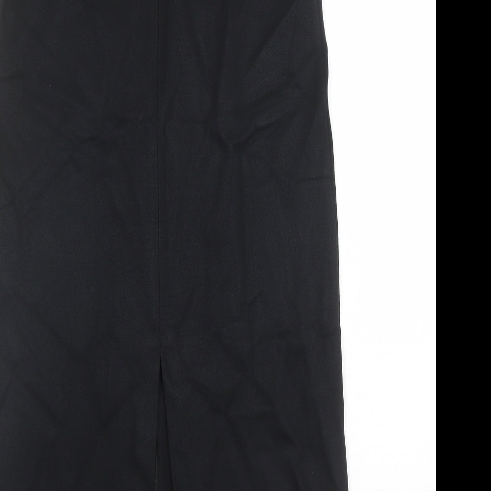 Marks and Spencer Womens Black Viscose A-Line Skirt Size 8 - Elasticated Waist