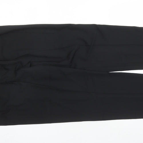 Marks and Spencer Womens Black Polyester Trousers Size 14 L32 in Regular - Elasticated Waist Long Leg