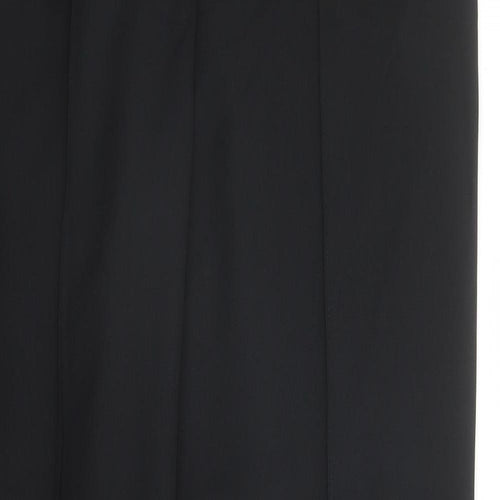 Marks and Spencer Womens Black Polyester Trousers Size 14 L32 in Regular - Elasticated Waist Long Leg