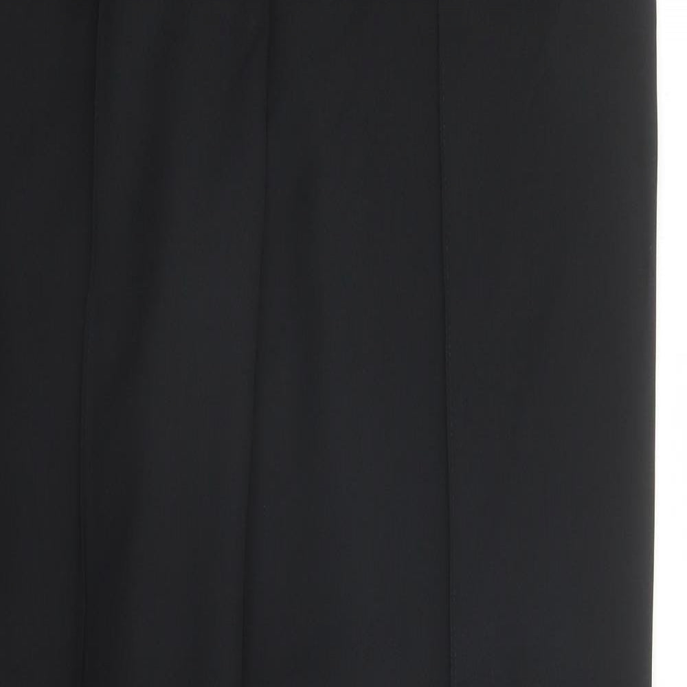 Marks and Spencer Womens Black Polyester Trousers Size 14 L32 in Regular - Elasticated Waist Long Leg