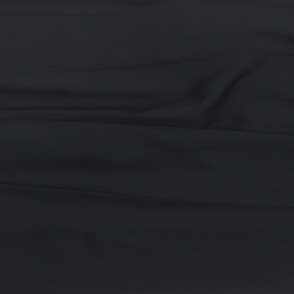 Marks and Spencer Womens Black Polyester Trousers Size 14 L32 in Regular - Elasticated Waist Long Leg