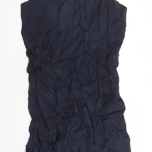 Marks and Spencer Womens Blue Animal Print Viscose Slip Dress Size 20 V-Neck Pullover - Leopard Pattern