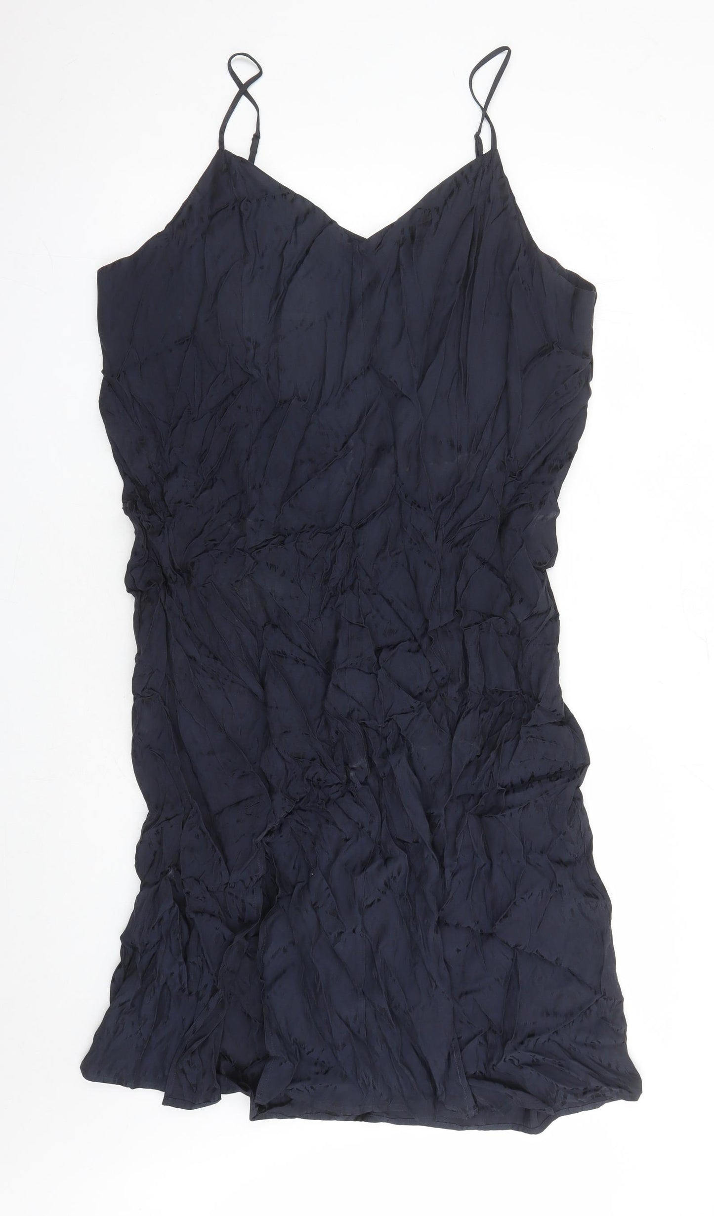 Marks and Spencer Womens Blue Animal Print Viscose Slip Dress Size 20 V-Neck Pullover - Leopard Pattern