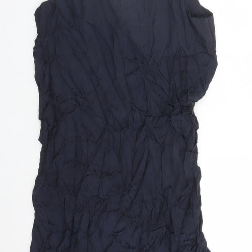 Marks and Spencer Womens Blue Animal Print Viscose Slip Dress Size 20 V-Neck Pullover - Leopard Pattern
