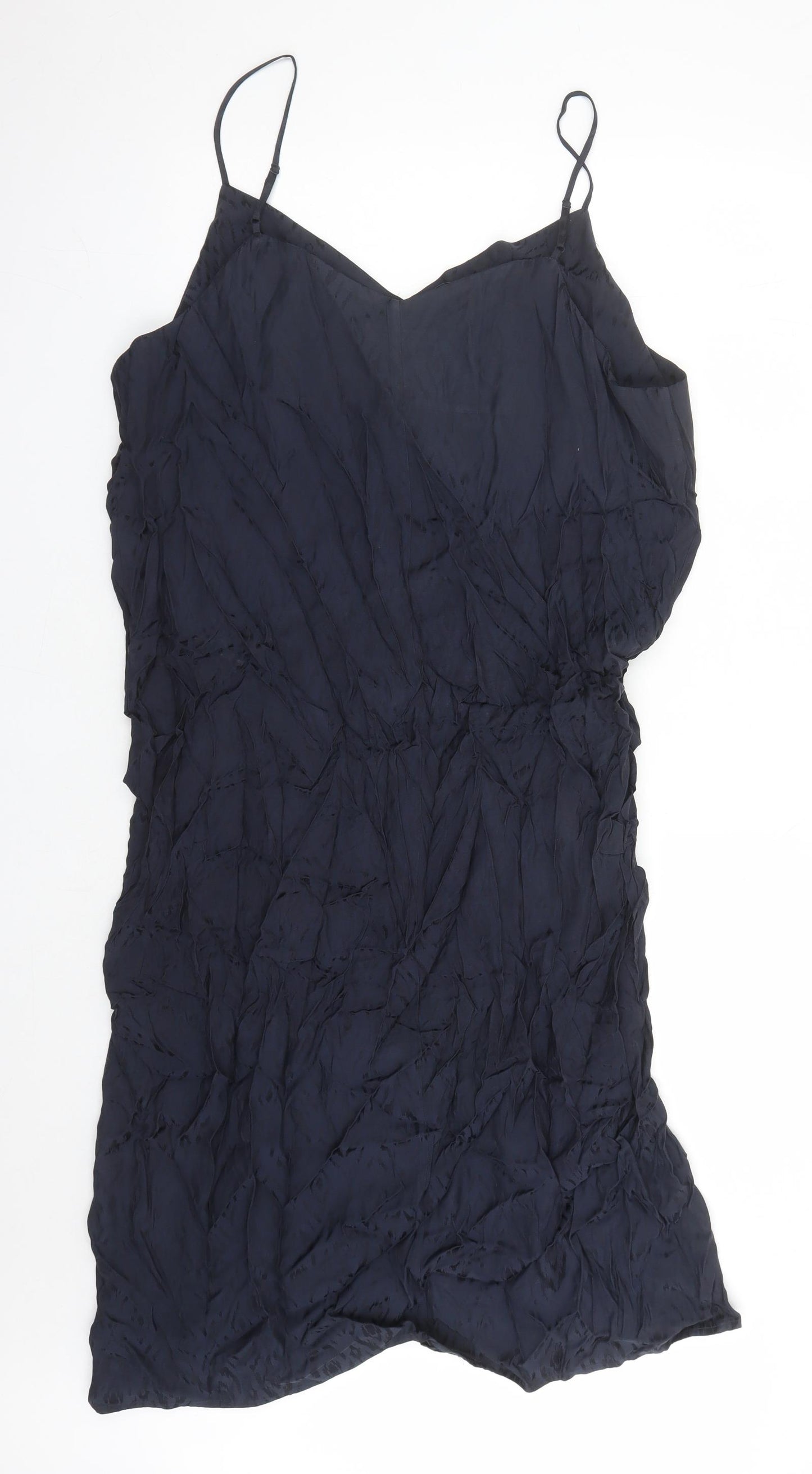 Marks and Spencer Womens Blue Animal Print Viscose Slip Dress Size 20 V-Neck Pullover - Leopard Pattern