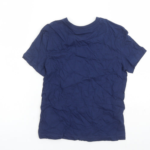 Marks and Spencer Boys Blue Cotton Basic T-Shirt Size 7-8 Years Crew Neck Pullover - Today Is A Good Day