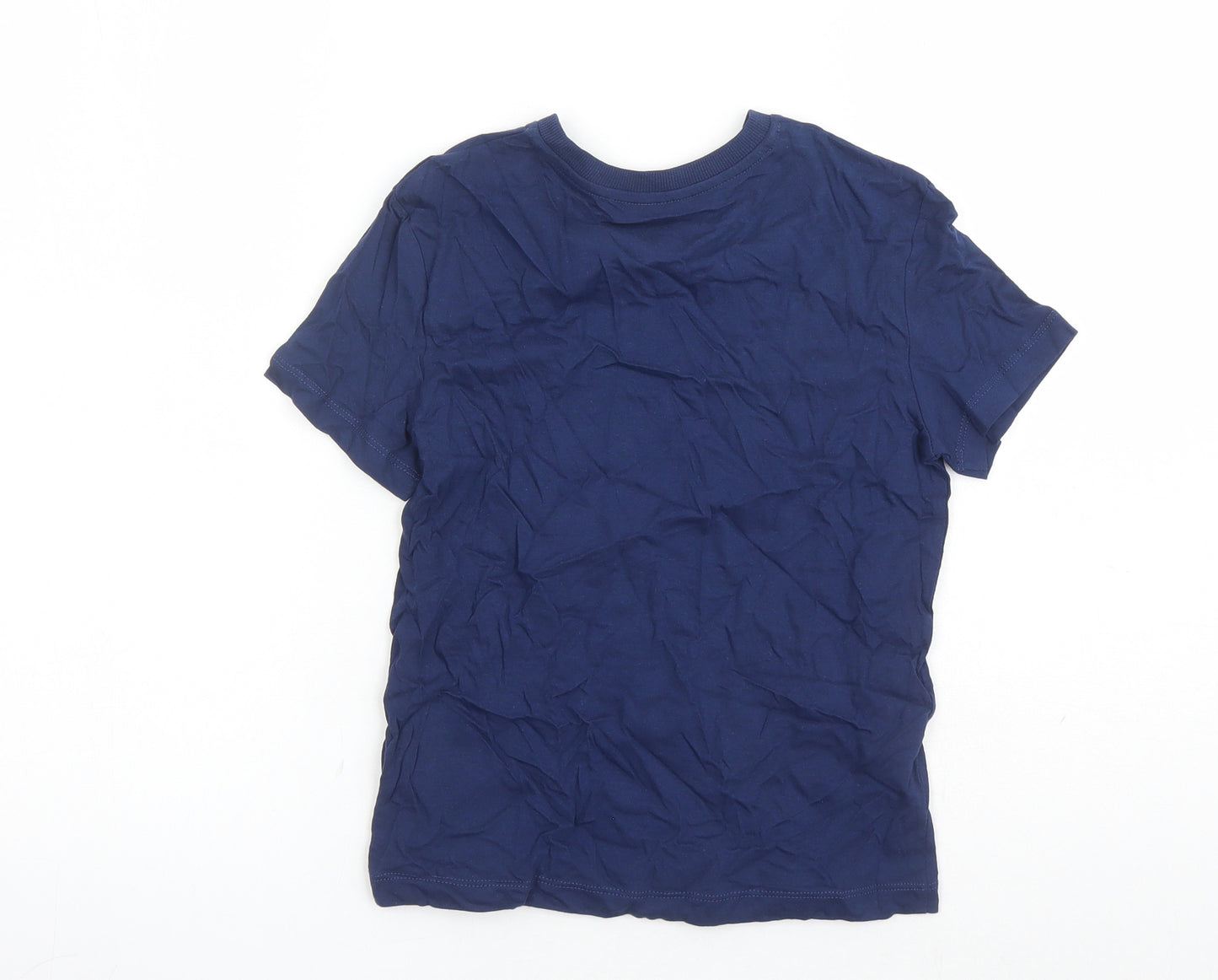 Marks and Spencer Boys Blue Cotton Basic T-Shirt Size 7-8 Years Crew Neck Pullover - Today Is A Good Day