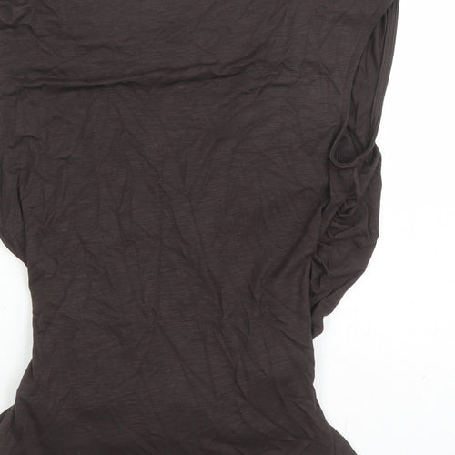 Marks and Spencer Womens Brown Modal Basic T-Shirt Size 8 V-Neck