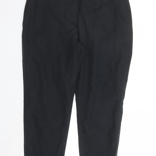 Marks and Spencer Womens Black Cotton Trousers Size 16 L27 in Regular Zip