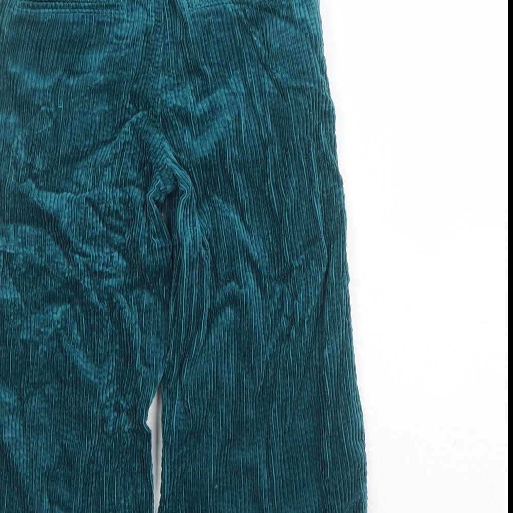 Marks and Spencer Girls Green Cotton Dress Pants Trousers Size 4-5 Years Regular - Elasticated Waist Inside Leg 16 Inches