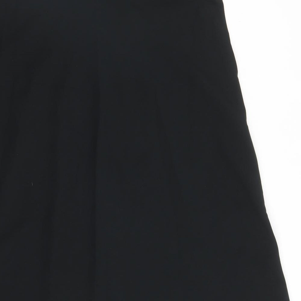 Marks and Spencer Womens Black Polyester A-Line Skirt Size 14 Zip - Belted