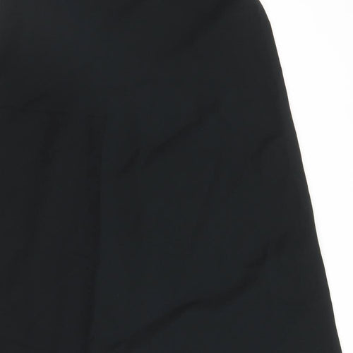 Marks and Spencer Womens Black Polyester A-Line Skirt Size 14 Zip - Belted