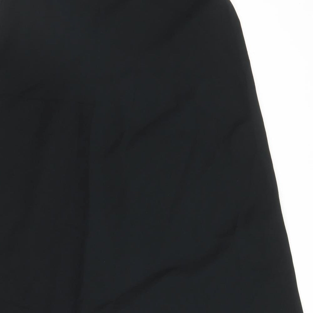 Marks and Spencer Womens Black Polyester A-Line Skirt Size 14 Zip - Belted