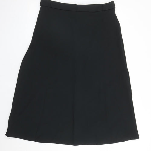 Marks and Spencer Womens Black Polyester A-Line Skirt Size 16 Zip - Belted