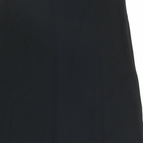 Marks and Spencer Womens Black Polyester A-Line Skirt Size 16 Zip - Belted