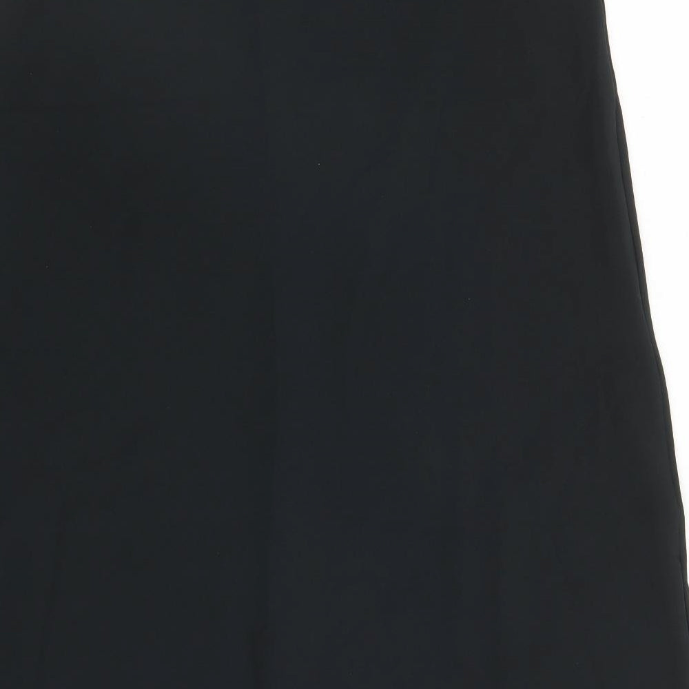 Marks and Spencer Womens Black Polyester A-Line Skirt Size 16 Zip - Belted