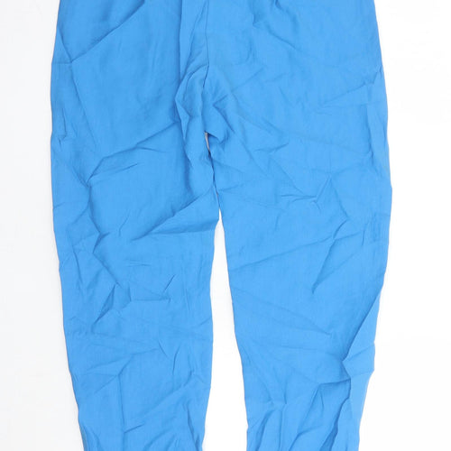 Marks and Spencer Womens Blue Lyocell Carrot Trousers Size 12 L29 in Regular Drawstring - Elasticated Waist