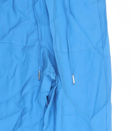 Marks and Spencer Womens Blue Lyocell Carrot Trousers Size 12 L29 in Regular Drawstring - Elasticated Waist
