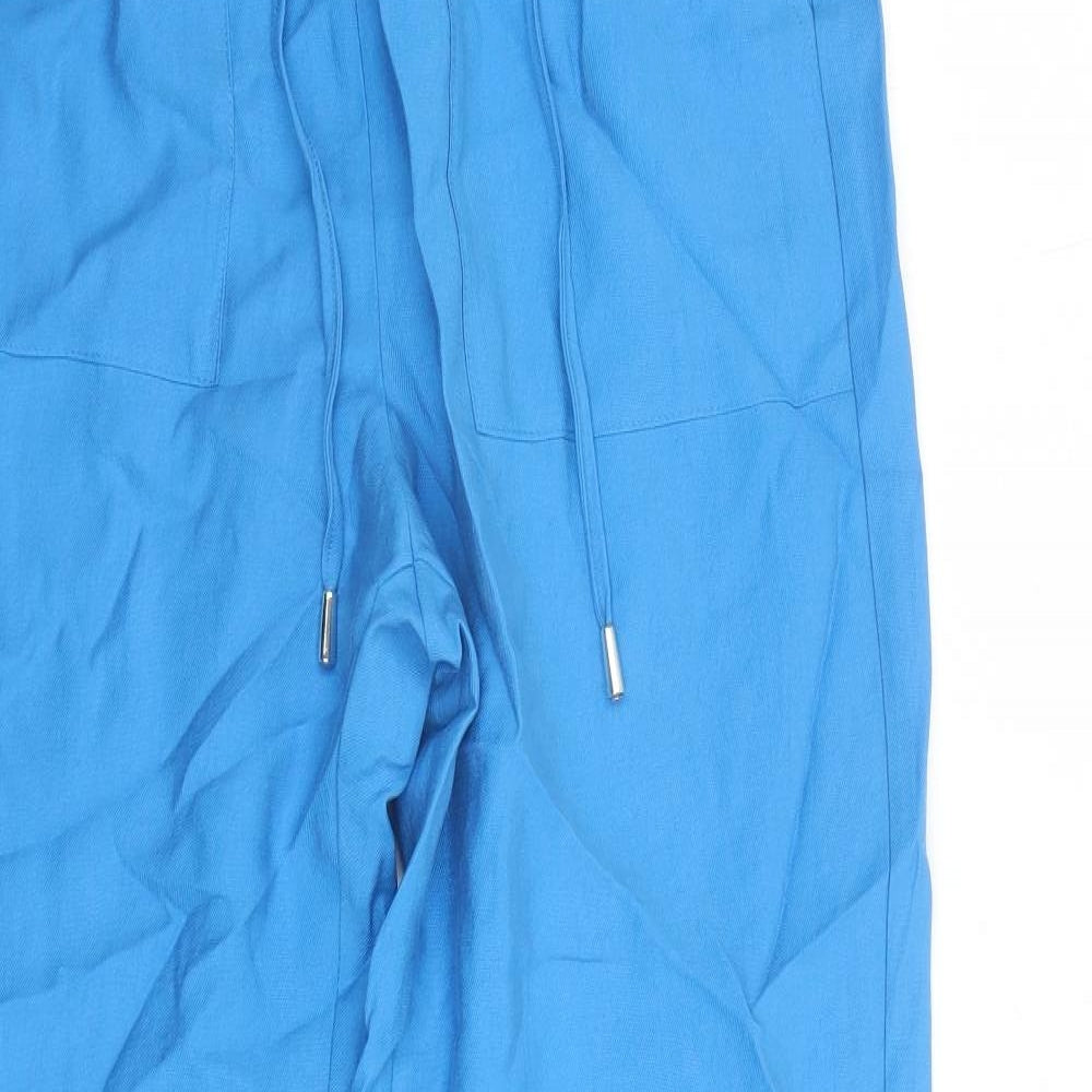 Marks and Spencer Womens Blue Lyocell Carrot Trousers Size 12 L29 in Regular Drawstring - Elasticated Waist