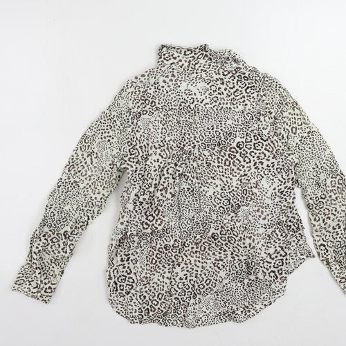 Velvet Heart Womens White Animal Print Viscose Basic Button-Up Size S Collared