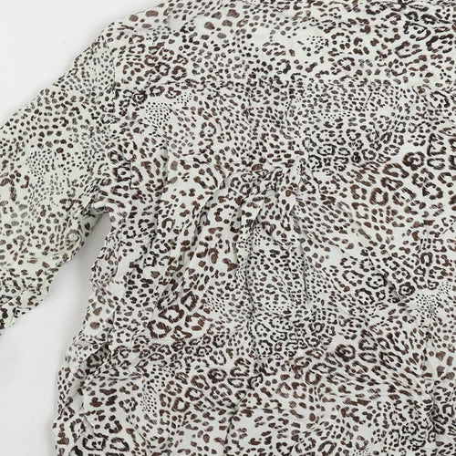 Velvet Heart Womens White Animal Print Viscose Basic Button-Up Size S Collared