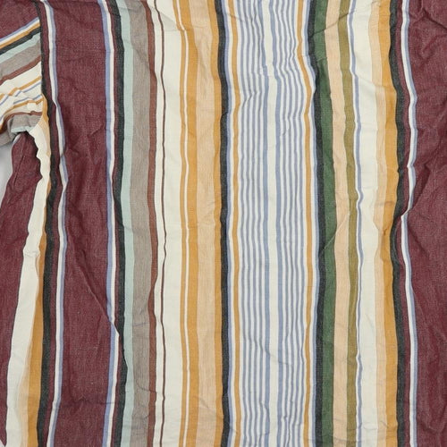 Zara Womens Multicoloured Striped Cotton Basic Button-Up Size S Mock Neck