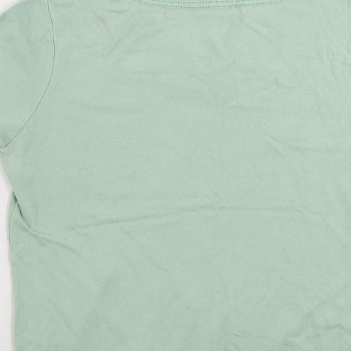 Maine New England Womens Green Cotton Basic T-Shirt Size 14 V-Neck