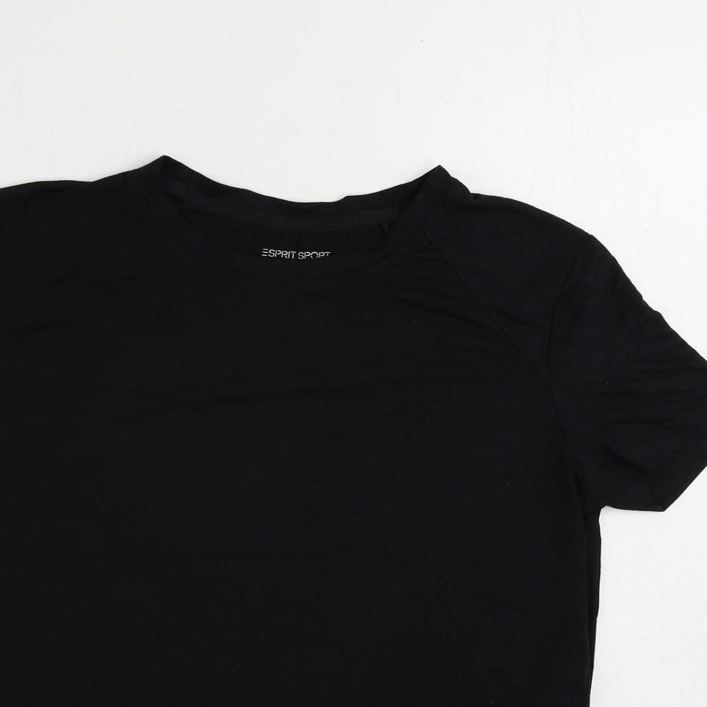 Esprit Womens Black Polyester Pullover T-Shirt Size XS Round Neck Pullover
