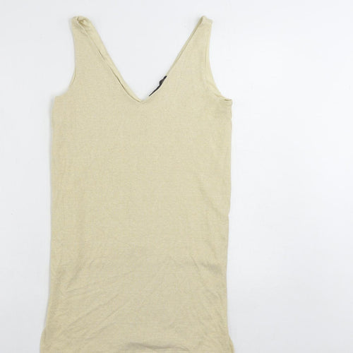 Marks and Spencer Womens Beige Viscose Tunic Tank Size 10 V-Neck