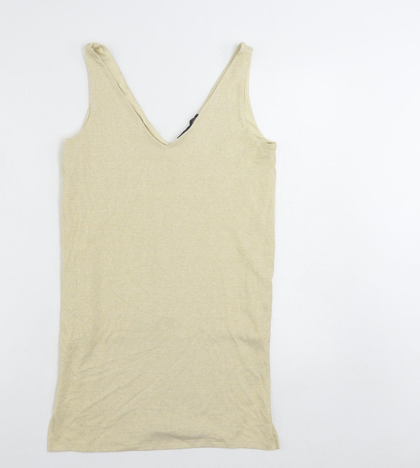 Marks and Spencer Womens Beige Viscose Tunic Tank Size 10 V-Neck