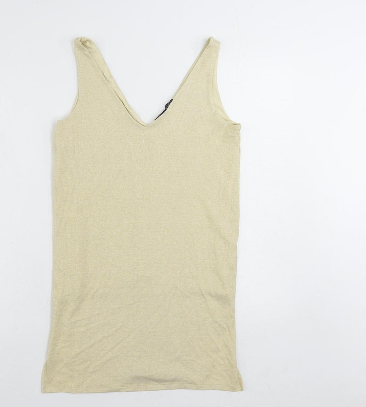 Marks and Spencer Womens Beige Viscose Tunic Tank Size 10 V-Neck
