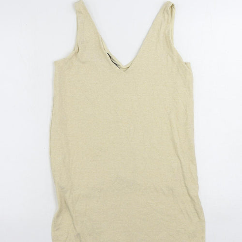 Marks and Spencer Womens Beige Viscose Tunic Tank Size 10 V-Neck