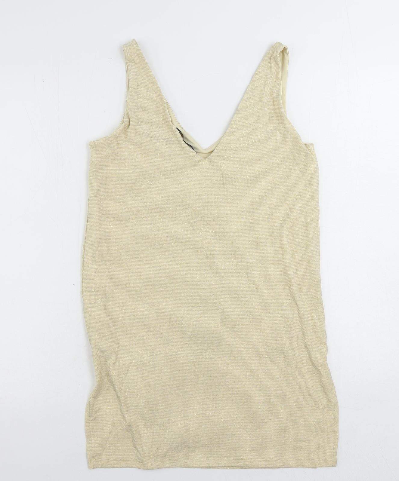 Marks and Spencer Womens Beige Viscose Tunic Tank Size 10 V-Neck