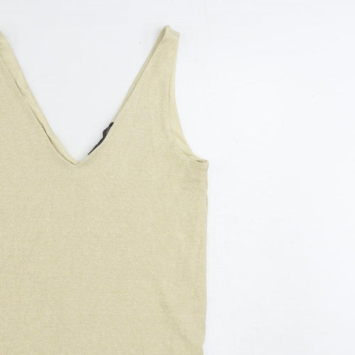 Marks and Spencer Womens Beige Viscose Tunic Tank Size 10 V-Neck