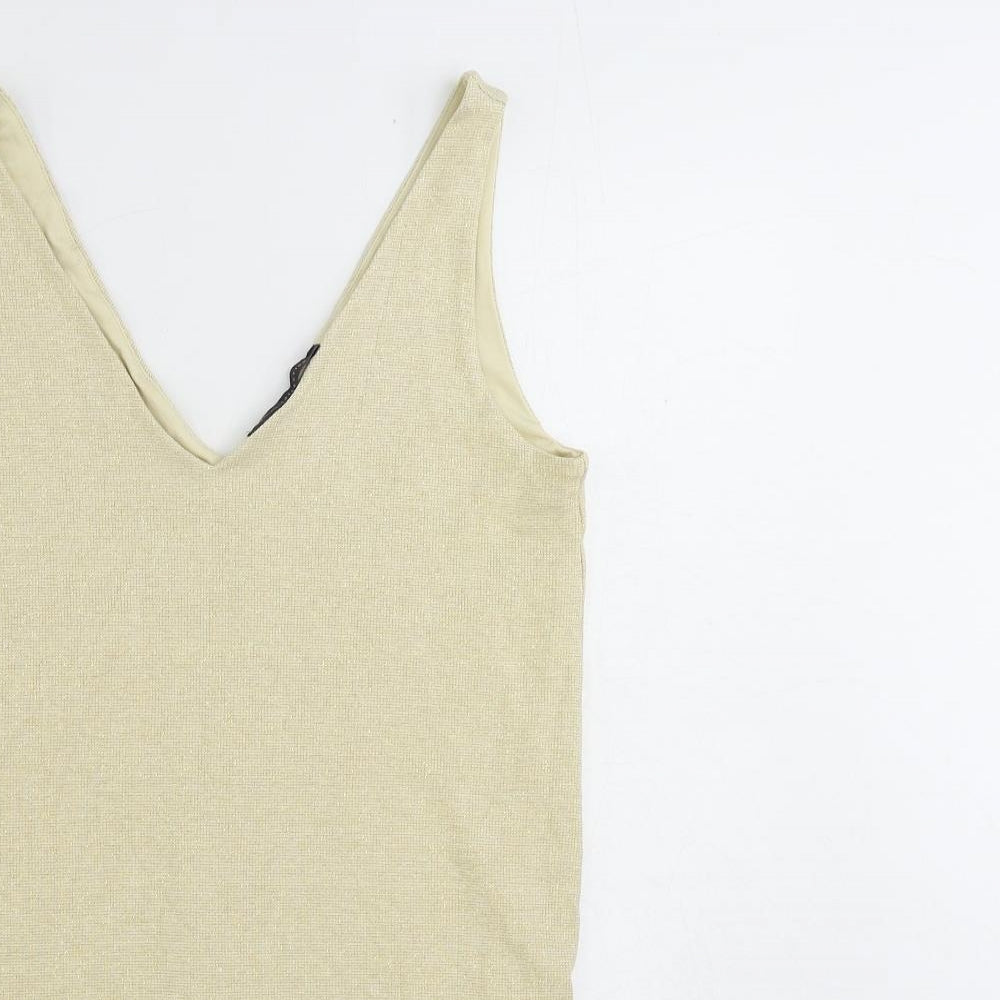 Marks and Spencer Womens Beige Viscose Tunic Tank Size 10 V-Neck