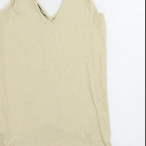 Marks and Spencer Womens Beige Viscose Tunic Tank Size 10 V-Neck