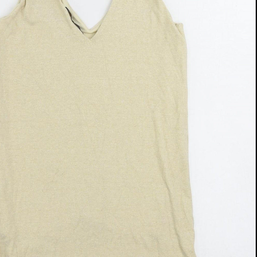 Marks and Spencer Womens Beige Viscose Tunic Tank Size 10 V-Neck