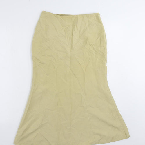 Precis Petite Womens Beige Silk Trumpet Skirt Size 8 Zip
