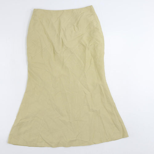 Precis Petite Womens Beige Silk Trumpet Skirt Size 8 Zip