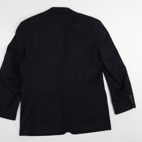 Brook Taverner Mens Blue Striped Polyester Jacket Suit Jacket Size 42 Regular
