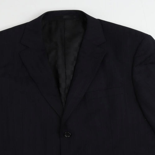 Brook Taverner Mens Blue Striped Polyester Jacket Suit Jacket Size 42 Regular
