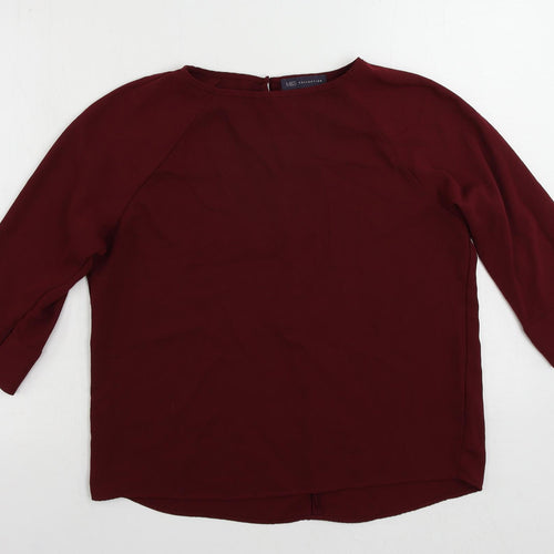 Marks and Spencer Womens Red Polyester Basic Blouse Size 12 Round Neck