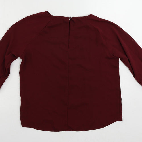 Marks and Spencer Womens Red Polyester Basic Blouse Size 12 Round Neck