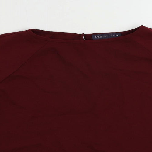 Marks and Spencer Womens Red Polyester Basic Blouse Size 12 Round Neck
