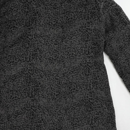 Finesse Womens Grey Animal Print Overcoat Coat Size 12 Button