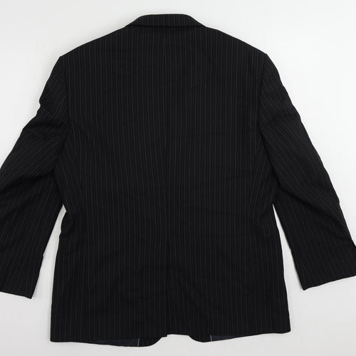 Marks and Spencer Mens Black Striped Polyester Jacket Suit Jacket Size 42 Regular