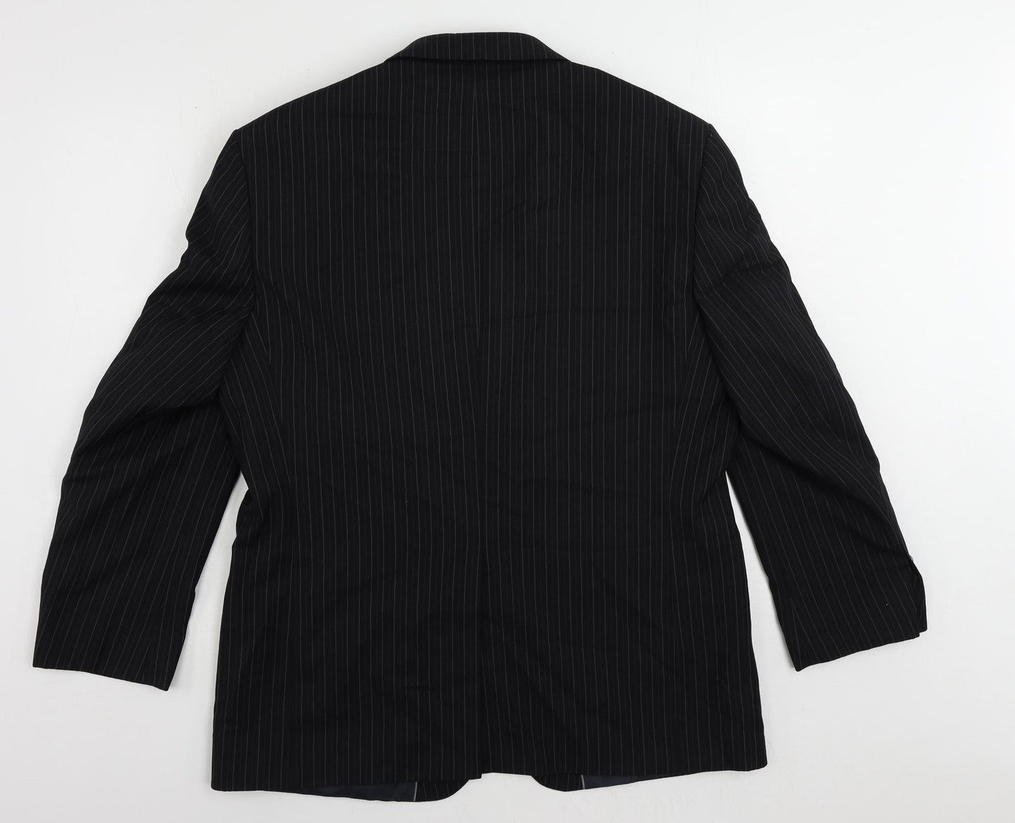 Marks and Spencer Mens Black Striped Polyester Jacket Suit Jacket Size 42 Regular