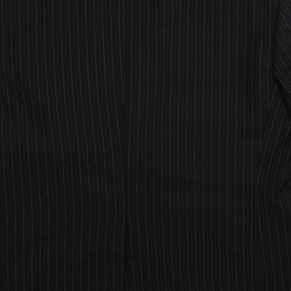Marks and Spencer Mens Black Striped Polyester Jacket Suit Jacket Size 42 Regular