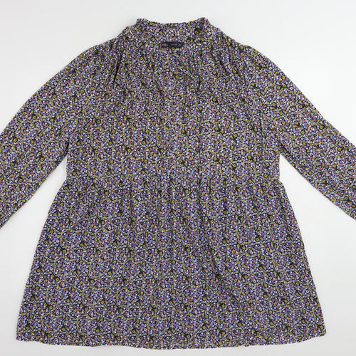 Marks and Spencer Womens Multicoloured Floral Polyester A-Line Size 20 V-Neck Tie