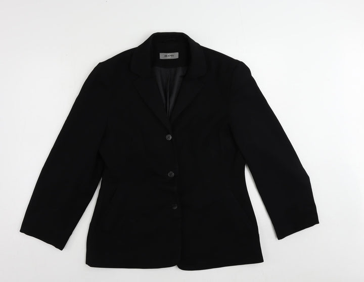 AMARANTO Womens Black Jacket Blazer Size 14 Button